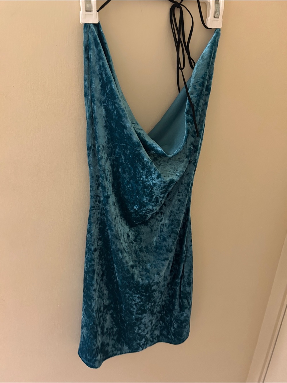Charlotte Russe Teal Velvet Backless Cowl Slip Dress